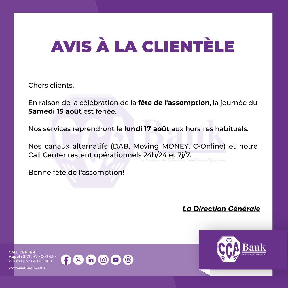 cca_bank's tweet photo. 🚨COMMUNIQUÉ 

#CCABank https://t.co/Eb1c2vjjtC