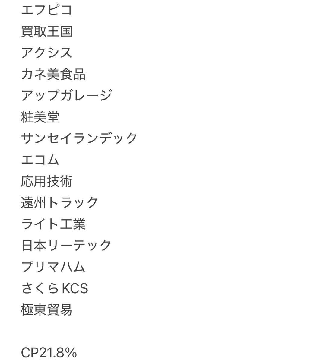 YASUNE_OBOE's tweet photo. 現在のPFウェイト順（15銘柄） https://t.co/UXB3f0ZiKf