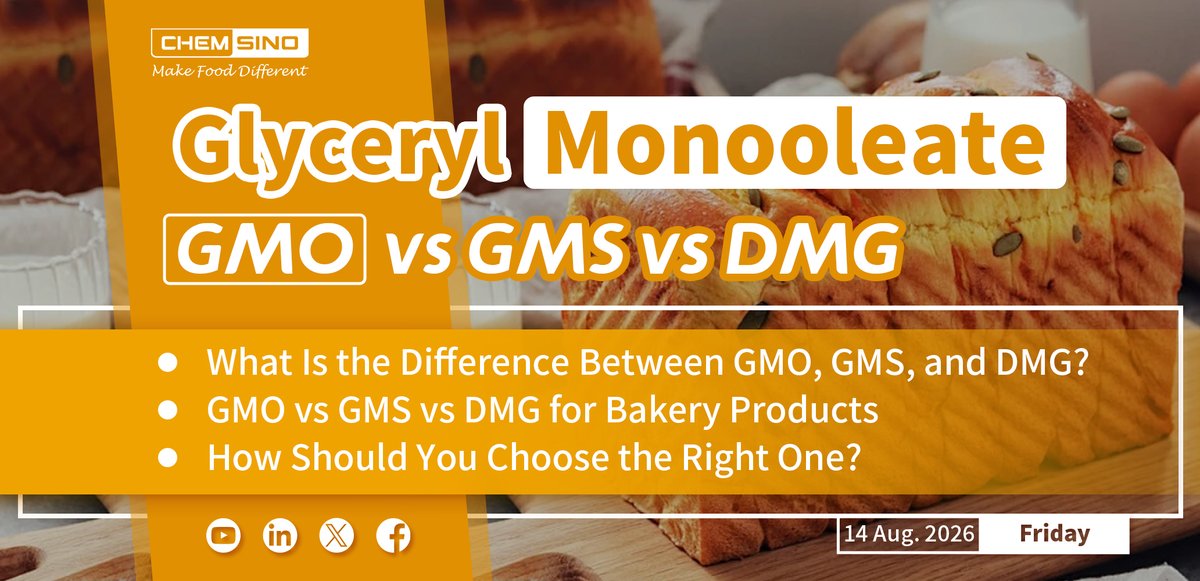 ChemsinoGlobal's tweet photo. #Foodscience: Glyceryl Monooleate (GMO) vs GMS vs DMG 🍞

#GMO #GMS #DMG #FoodEmulsifier #CHEMSINO

Full article 👉https://t.co/CjqHfy9Yxj https://t.co/HaPC6n4xc6