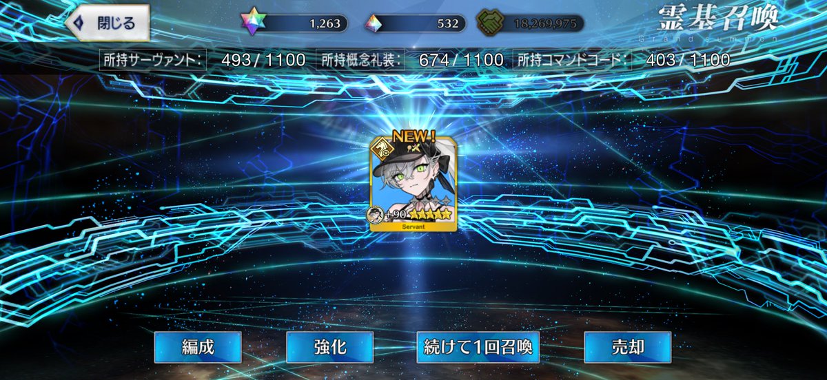 Rinkenta0726's tweet photo. 周年ガチャスルーした甲斐があって石1400＋呼符45枚でリリス宝具マにできた！！余った呼符で紅閻魔も来てくれた😭
#FGO https://t.co/MyEiJBwTRF