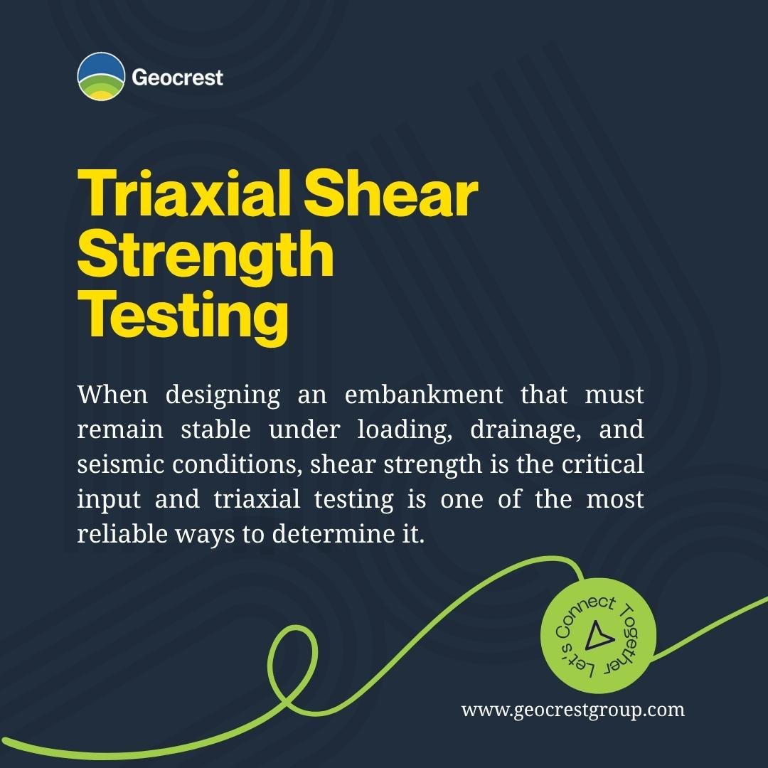 geocrestgroup's tweet photo. Shear strength is a vital input for reliable geotechnical design, and Triaxial Shear Strength Testing stands out as one of the most accurate methods to determine it under realistic stress conditions

​Learn more about our geotechnical testing solutions:
🌐 https://t.co/pG5zFpzoqb
.
.
.
​#GeotechnicalEngineering #CivilEngineering #TriaxialTesting #SoilMechanics #InfrastructureDesign #Geocrest