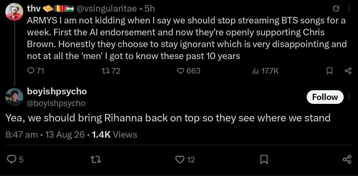 bangtanlight07's tweet photo. What are you these than ?? If y'all are just being "disappointed" than what's this ???? Tell me ???? Why ARE YOU GUYS ON VERGE TO PUBLICALLY HUMILIATE TANNIES ????? TO GIVE THEM FUVKING BLACK OCEAN OB THEIR SOOD OUT CONCERT JUST BECAUSE THEY LISTENED AND ATTENDANCE CONCERT?????? https://t.co/IOAJeP73ic