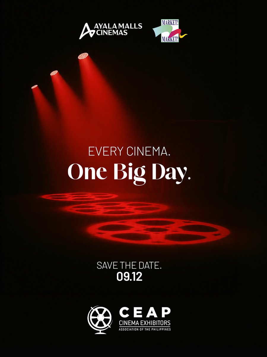 MarketMarketBGC's tweet photo. π₯ The big screen. The shared experience. The celebration of moviegoing.
A historic first is coming.
September 12, 2026.
Every Cinema. One Big Day.
#CEAP #OneBigDayPH #ComingSoonPH #FunInTheFinds #iLoveMarketMarket https://t.co/xfLwbUhJJE