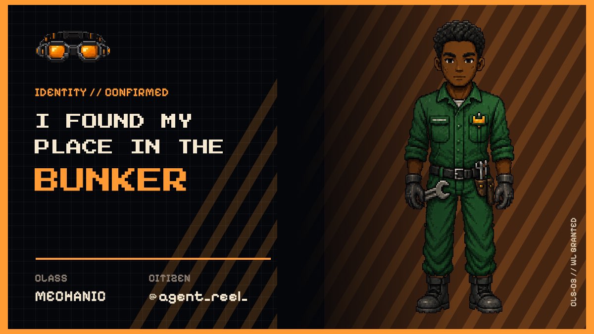 agent_reel_'s tweet photo. I found my place in the BUNKER.

CLASS // MECHANIC
STATUS // WL GRANTED https://t.co/6efs5VbDE2 https://t.co/oh9DhRrVJF