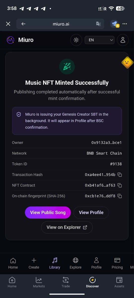 lezy_io's tweet photo. @miurolabs Just completed my MiuroAI review and created my own trackπ΅π
β DappBay review completed
πΆ Created my own music with MiuroAI
πΈ Screenshots attached
Excited to be part of the MiuroAI community! π₯π
Music NFT #9138
#MIURO #MiuroAI #BNBChain #AIMusic #Giveaway #USDT @MiuroAI https://t.co/qOlrRI6hPQ