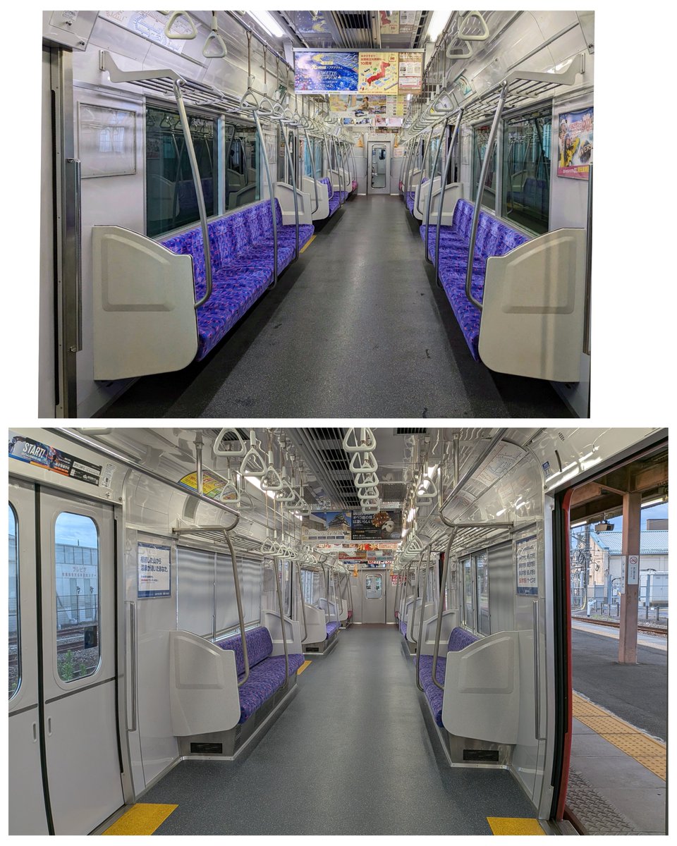 上：名鉄3150系 下：名鉄3500系リニューアル 3500系のリニューアル車両