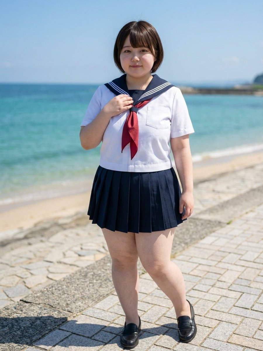yui_hosiyomi's tweet photo. 海まで来ちゃった🌊
夏の海って、やっぱり気持ちいいね☺️
この制服姿、似合ってるかな？ https://t.co/w7tpKAeXUt