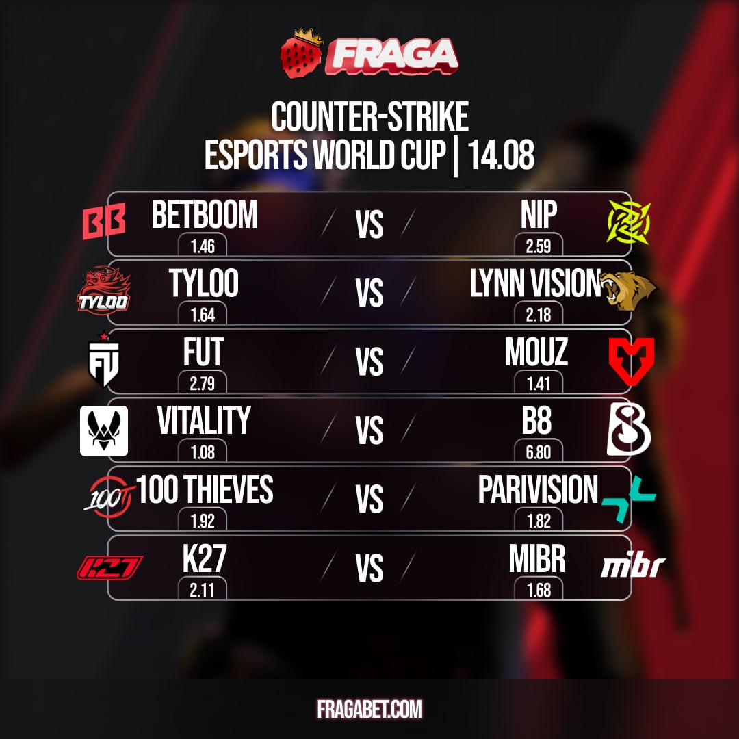 fraga_tr's tweet photo. ❔ COUNTER-STRIKE 2 — ESPORTS WORLD CUP🎮

Bugünün turnuva maçlarını sizin için derledik 🔥

Bahis yap ve maçları FRAGABET🍓 ile takip et.

⚡️Kayıt olurken TRFRAGA promokodunu kullan ve daha fazla fırsatın kilidini aç https://t.co/MUTI5j8HbZ