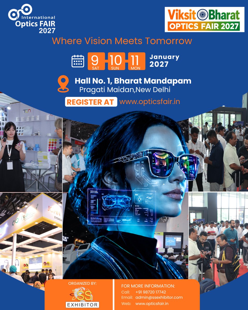 OpticsFair's tweet photo. 👓 See the Future of Optics at Optics Fair 2027!

Discover the latest in eyewear, lenses, optical technology, diagnostic solutions &amp; machinery—all under one roof.

👉 Register Now: 🔗 https://t.co/5eJO15h6bA

#OpticsFair2027 #EyewearExpo #OpticalIndustry #MadeInIndiaOptics https://t.co/1hsVUBd4A7