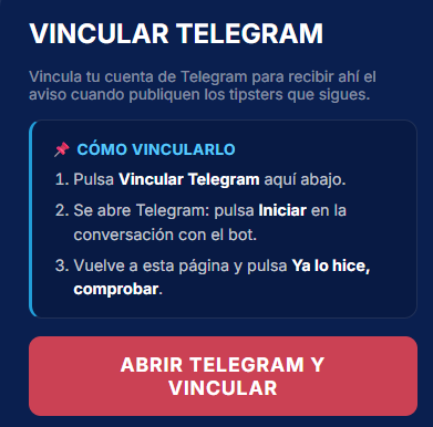 oddscouting's tweet photo. Podéis recibir automáticamente en Telegram los picks que publiquen vuestros tipsters favoritos.

Es muy sencillo:

Entráis en vuestra cuenta de Oddscouting, bajáis un poco hasta encontrar la opción “Vincular Telegram”, seguís los pasos y listo.

Después solo tenéis que pulsar la campanita 🔔del tipster que queráis seguir.

A partir de ahí:

Tipster publica un pick en Oddscouting → recibes el pick automáticamente en Telegram.