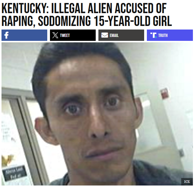GuntherEagleman's tweet photo. 🚨 ANOTHER ONE

Rolando Cenobio Vasquez, illegal alien from Mexico with a prior DUI, just got charged in Louisville with:

- 3 counts of rape
- 3 counts of sodomy
- Human trafficking of a minor
- Sexual abuse

He was renting a room to a woman and her 15-year-old daughter. Police say he started abusing the girl in December, threatened her family, and offered her money to stay quiet.

ICE has already put a detainer on him.

This is the cost of catch-and-release. Every single time.

H/T @BreitbartNews