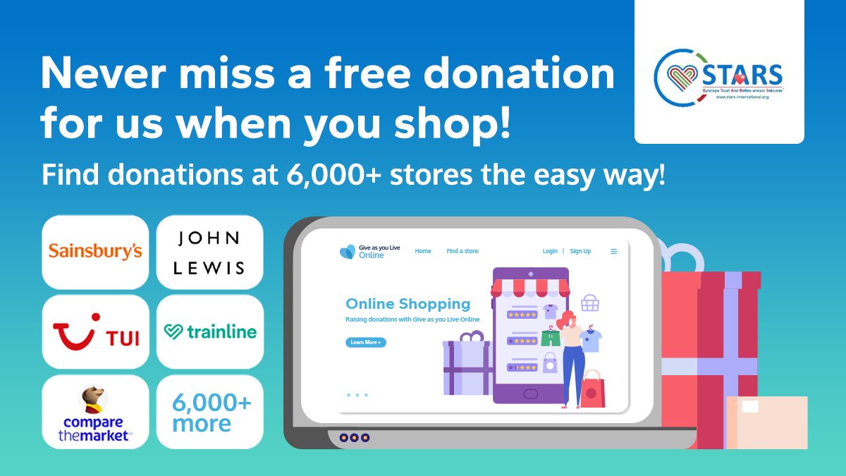 BlackoutsTrust's tweet photo. You can raise donations for us in one easy click with the @giveasyoulive Donation Reminder.

💸 It's free
🛍️ There are over 6,000 stores!

Download and raise > https://t.co/9cd6Iugyxc

#donate #syncope #HeartRhythm #fainting #arrhythmia https://t.co/8sBFgzSZu2