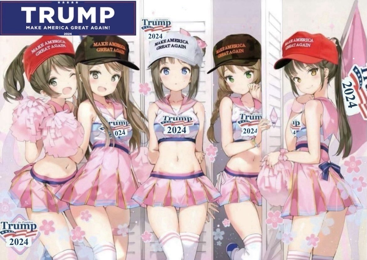 ZFighter_45_47's tweet photo. @PapiTrumpo Meet the anime cheerleaders and girls that support @realDonaldTrump! Mr. President! Hopefully this makes you proud! Anime lolis for Trump! 45 &amp; 47! #anime #donaldtrump #makeamericagreatagain #americafirst #presidentoftheunitedstates #lolis https://t.co/PQ1ocSNWW7