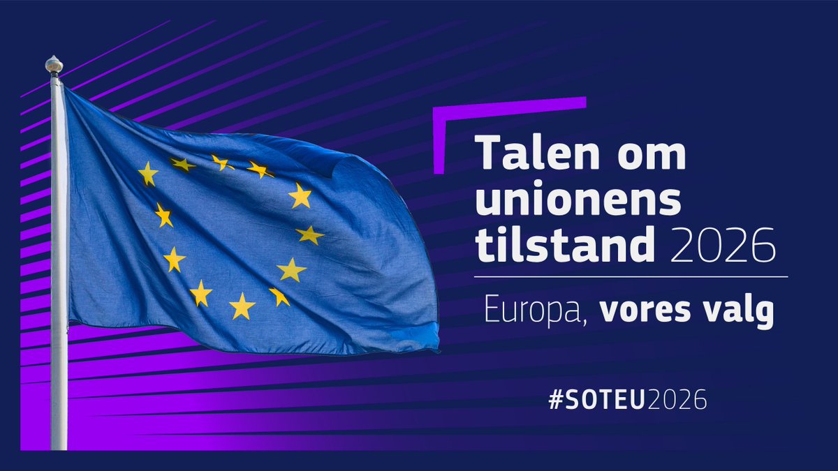 euidanmark's tweet photo. Hvad er status på EU, og hvad er på dagsordenen det kommende år? 🇪🇺

Sæt kryds i kalenderen den 16. sep. Her holder Ursula von der Leyen sin tale om Unionens tilstand 2026 og deler sin vision for et stærkere og mere uafhængigt Europa 🎙️

Læs mere: https://t.co/BkM43Ejatm
#eudk https://t.co/BcPbCtIHgD