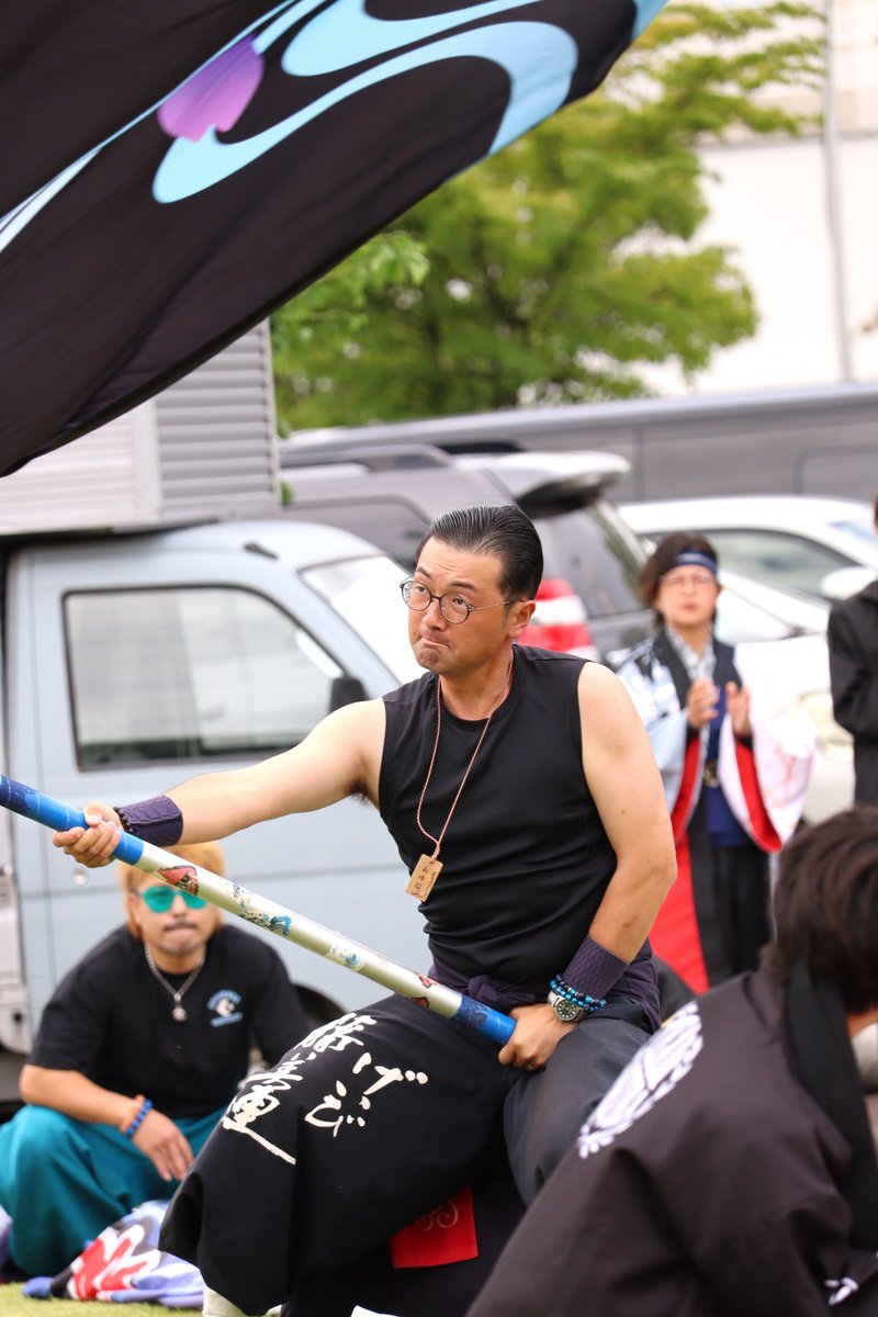 shashintsuri's tweet photo. 2026・08・11　岩手県
雫石よさこい。
　「5」
旗の共演。 https://t.co/NXCNox40JD