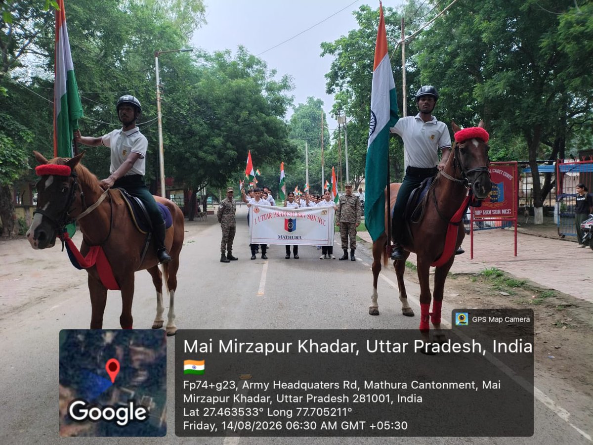 AligarhGp's tweet photo. 🔥 "Riding with the Tricolor, Charging Ahead for Bharat!" 🐎🇮🇳✨
A unique and powerful display of patriotic zeal as the equestrian team of 1 UP R&V Sqn NCC took to the field today! 🚩🐴
💪 Team Strength:
• 45 Dedicated Cadets (28 SD & 17 SW)
• 01 JCO | 03 PI Staff
• 02 Horses 🐎
Saluting the Tricolor on horseback, spreading national unity, and showcasing the ultimate spirit of discipline and courage! 🫡🇮🇳
#HarGharTiranga #1UPRAndV #NCC #EquinePride #Equestrian #YouthInAction #PrideOfIndia 🇮🇳🙌