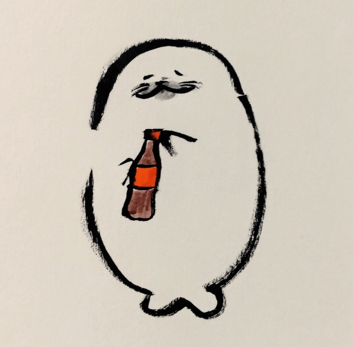 jissunboshi96's tweet photo. 全く振ってないのに、コーラが爆発するアザラシを描きました。 https://t.co/LrllWnztp3