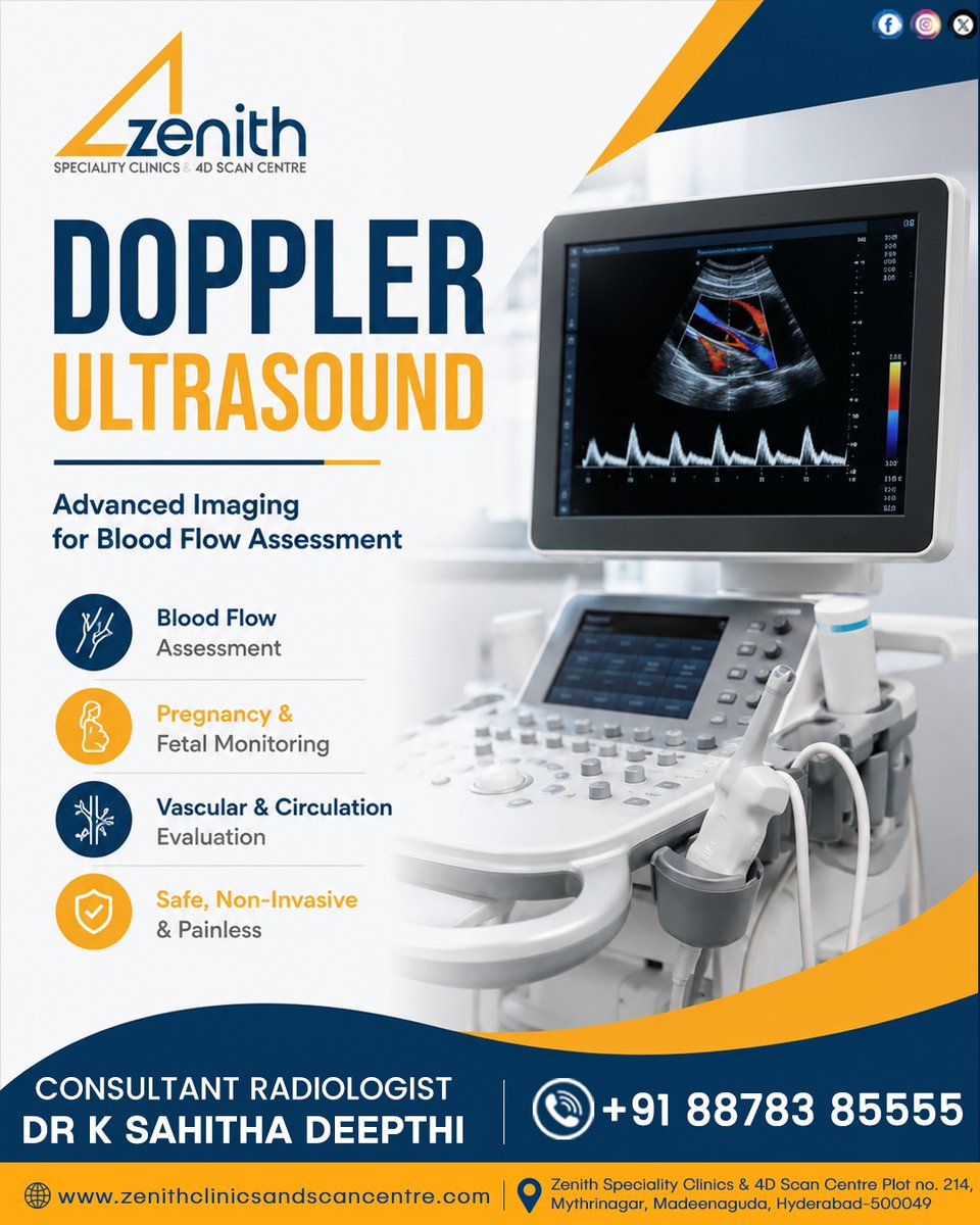 Zenith_Clinics's tweet photo. Doppler Ultrasound – Advanced Imaging for Blood Flow Assessment
#DopplerUltrasound awareness highlights vascular evaluation, circulation checks, and pregnancy monitoring, enabling timely #RadiologyCare and non-invasive diagnostic imaging under expert #DiagnosticImaging https://t.co/gpE3yWuHmH