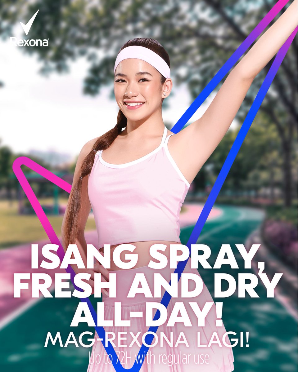 Rexona_PH's tweet photo. Keep up the pace, not the sweat! Take it from Aiah. Isang spray, fresh and dry all day! (Up to 72H with regular use.) Mag-Rexona lagi! #FreshnessPitCheck #RexonaPH #RexonaPhilippines #BINIxRexona https://t.co/W0U4ekJ5Fu