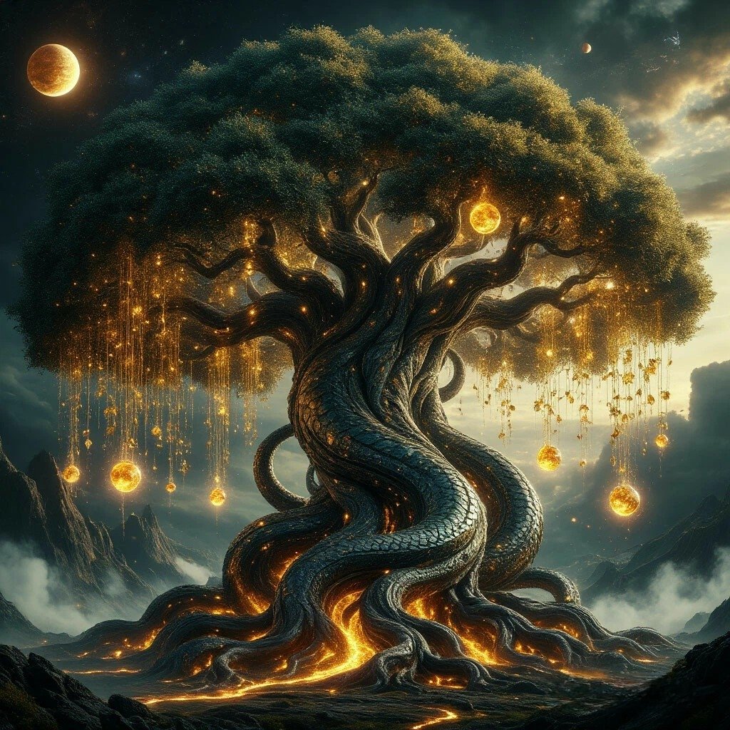 aleks_guardians's tweet photo. You discover this ancient tree on an uncharted world. What buff or side quest does it give you when you touch the glowing roots? 🗡️🔮
#SciFiArt #WorldBuilding #GameDev #FantasyLore #CosmicArt https://t.co/iakBMV65mA