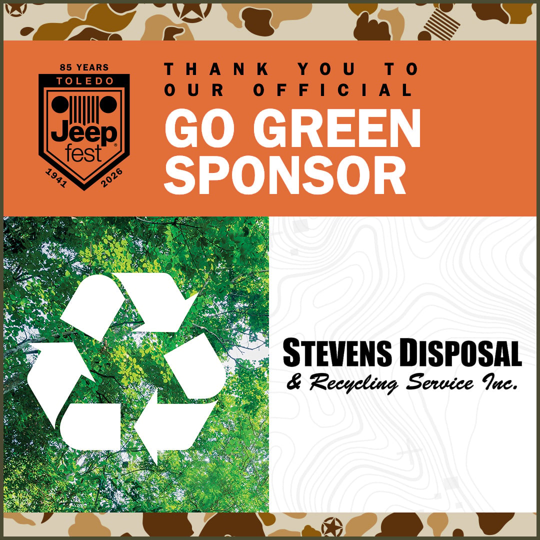 ToledoJeepFest's tweet photo. Keeping Toledo Jeep Fest green, every year. ♻️🤘

Thank you to Stevens Disposal &amp; Recycling Service, our Go Green Sponsor, and @419Beautiful for helping us leave the Home of Jeep better than we found it.

#ToledoJeepFest #Jeep https://t.co/PSFCj2mXAv