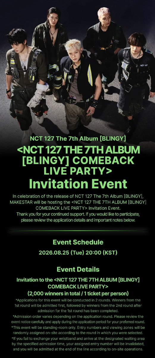 jnajayss's tweet photo. 💌 รับกดอัลบั้มลุ้น comeback live party invitation event

💌 NCT 127 [BLINGY] รอบ MAKESTAR
🎟️ วันที่ 25.8

⏰ รอบ1 = 1400คน
รับกดถึง 17.8 เวลา 21:00น.(ไทย)

⏰ รอบ2 = 600คน
รับกดถึง 21.8 เวลา 21:00น.(ไทย)

🚚 บริการส่งกลับไทย

DM ได้เลยค่ะ🙇🏻‍♀️ #ตลาดนัดNCT127 https://t.co/u0vtrTpP7x