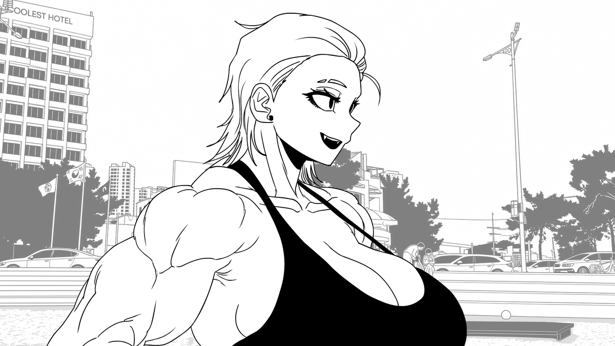 sparkeyjinjin's tweet photo. my musclegirl character in my new animation https://t.co/qgpzfJpw8f