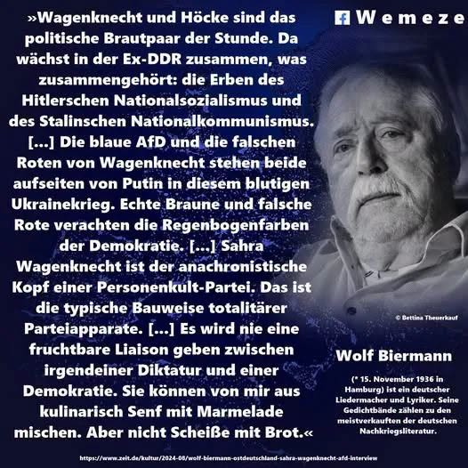 RenateHupfeld's tweet photo. Wolf Biermann weiß, wovon er spricht 👍⬇️ https://t.co/csWUHFWUC6