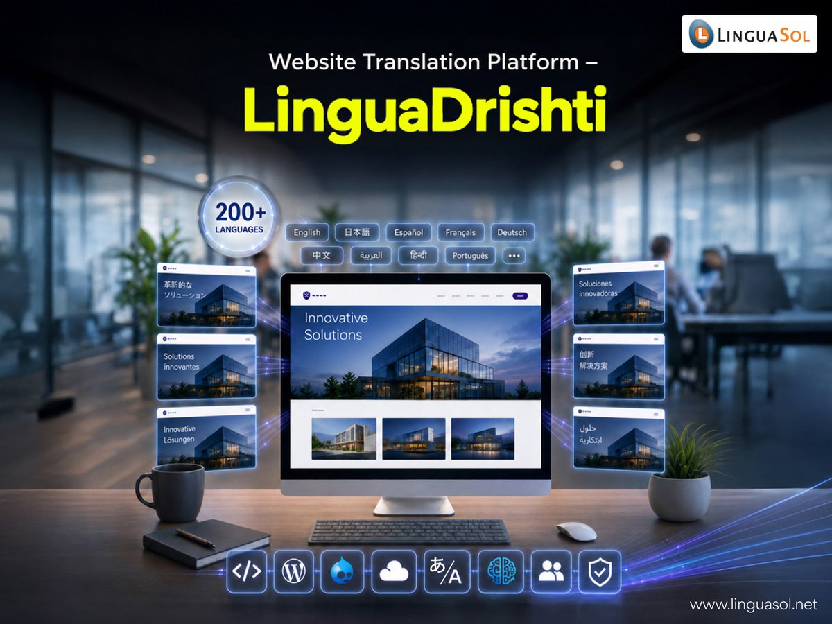 Linguasol's tweet photo. New Product Launch: Introducing LinguaDrishti!🚀
We’re excited to launch LinguaDrishti, a plug-and-play Website Translation Platform that helps businesses create multilingual websites with minimal development effort.
Read more at: https://t.co/YjxXhSWyEy
#WebsiteTranslation https://t.co/CuKCmTGXdT