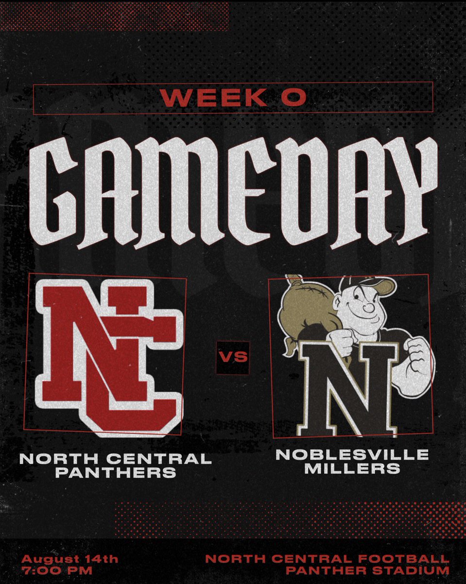 NCHSPanthersFB's tweet photo. Football season is almost officially back!! Tonight we will have our IHSAA Official Scrimmage!! 

Week 0 vs @NoblesvilleFB 

📆 August 14th
📍North CentralHigh School 
(Panther Stadium)
⏱️7:00PM 
☀️82 degrees 
🎟️ https://t.co/yc0C1MLakn https://t.co/OKHzq5pfrm