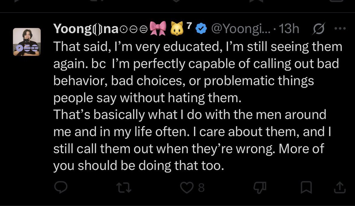 nicolegotnojams's tweet photo. These takes are quite hypocritical, no? If members attending a CB concert means they support everything he’s done in his personal life, then by that same logic, continuing to go to 875 concerts means you support everything they do in theirs. 

I mean is it fair that you insist attendance equals endorsement for them, while rejecting that same standard for yourself.