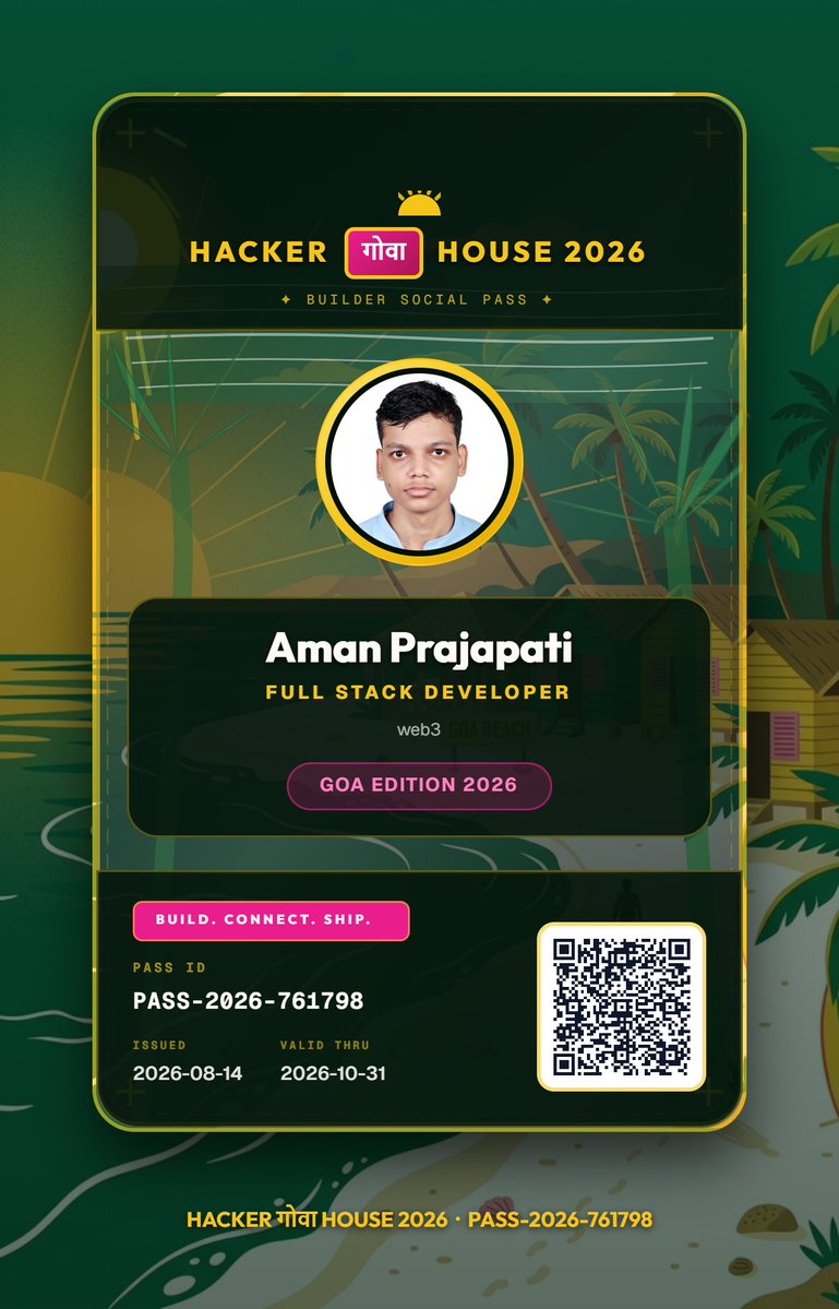 Vishnu_718's tweet photo. Squad's locked in for Hacker House Goa 2026 π΄β‘
Building. Connecting. Shipping.
Goa Edition 2026 Β· Oct 28β31 Β· Less noise, more signal.
See you on the sand ποΈ
#FrameInGoa #HackerHouseGoa https://t.co/IaG3z6f7y0