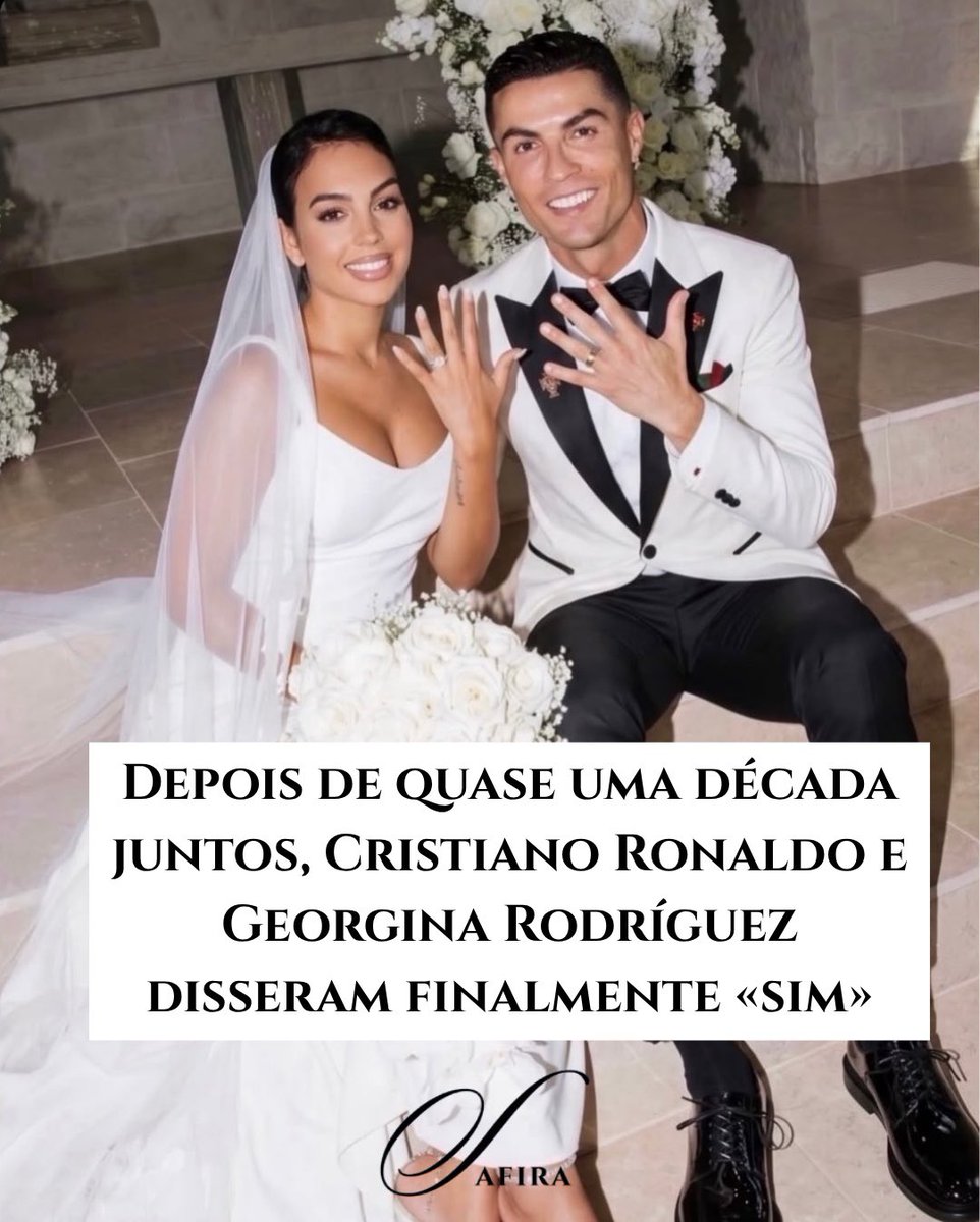 RevistaSafira's tweet photo. Depois de quase uma década juntos, Cristiano Ronaldo e Georgina Rodríguez disseram finalmente “sim”.
Uma história que começou em Madrid, em 2016, e que agora ganha um novo capítulo em Portugal.
Lê em https://t.co/fT2KTYbErs
#cr7 #casamento #giorgina #cristianoronaldo #casal https://t.co/3C2RWx8s6O