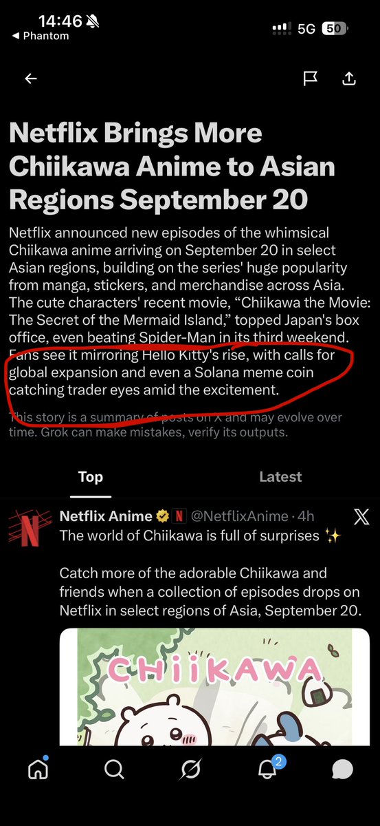 Ragorbag1's tweet photo. A direct shill from x ? 
Yeah 
HIGHER 
$chiikawa https://t.co/gaLIVnIKRj