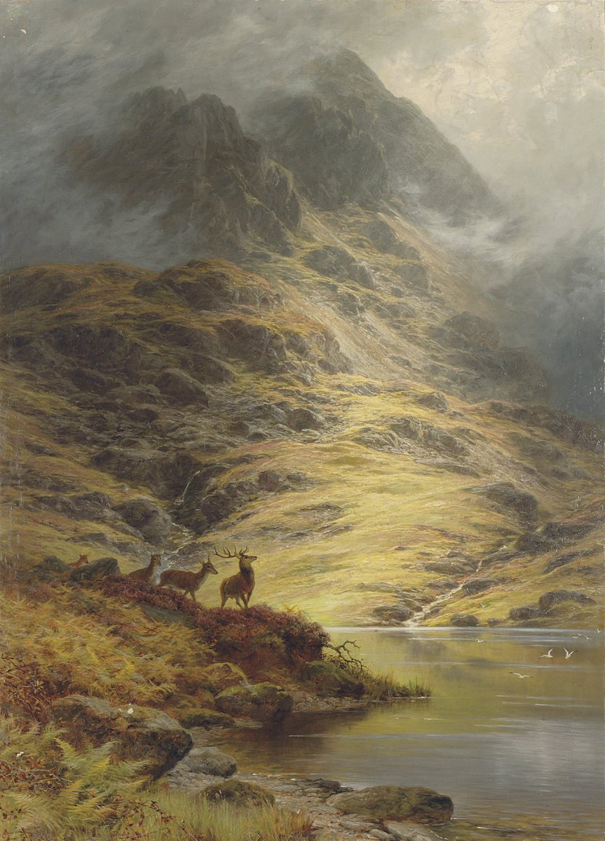 SeekAfterBeauty's tweet photo. The Incoming Mist, Deer in the Highlands (1896), by Charles Stuart https://t.co/uaqn3RDKzD