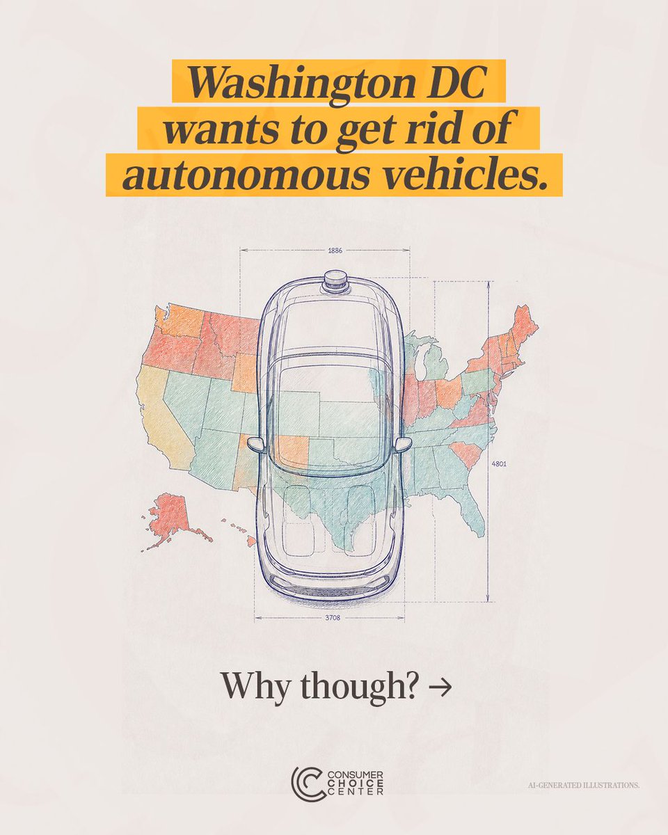 ConsumerChoiceC's tweet photo. Washington DC wants to get rid of autonomous vehicles. 

Why though? 🧵 ⤵️ https://t.co/AOqR2ezS78