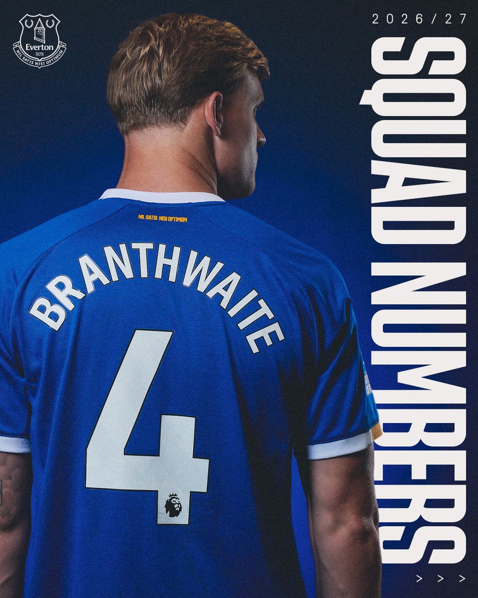 Everton's tweet photo. Squad numbers confirmed. 🔒