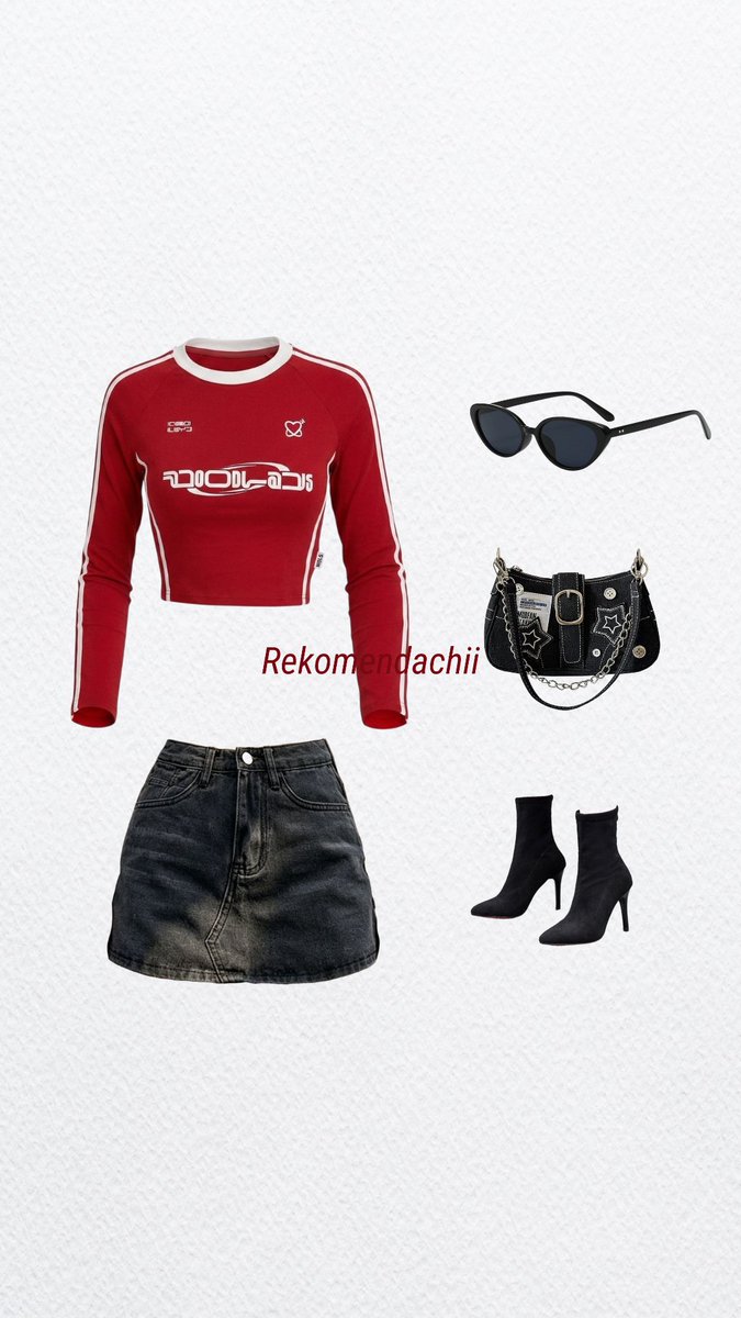 Rekomendachii's tweet photo. Mingyu lewat dulu, outfit hari ini langsung ganti mode 😭❤️
Red top + denim mini skirt + boots = sporty tapi tetap edgy.

Atasan: https://t.co/yNQ0Mqr63R
Rok: https://t.co/bfXzD2iAq8
Tas: https://t.co/TDceDzqSeS
Boots: https://t.co/TizroQVEjt
Kacamata: https://t.co/SHS78RCbRc https://t.co/P7pNOca0IV
