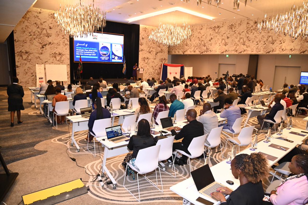 Nairobi_Leo's tweet photo. CS Kabogo and MCK CEO David Omwoyo lead the launch of the 2027 Election Coverage Guidelines and the MCK Corporate Strategic Plan 2026–2030. https://t.co/I2jBrPHJnj
