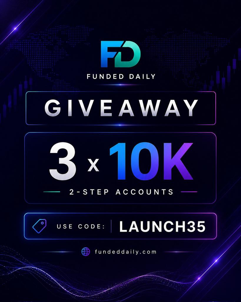 alhajiabdul__fx's tweet photo. 🎁 3 × $10K ACCOUNT GIVEAWAY!

We’re giving 3 traders the chance to win a $10K 2-Step Funded Daily Account! 

HOW TO ENTER:
1️⃣ Follow @FundedDaily, @Miless_FD & @@alhajiabdul__fx
2️⃣ Join the Funded Daily Discord : https://t.co/1ylfFzv0oI
3️⃣ Like & Repost the giveaway post
4️⃣ Tag 3 trader friends in the comments

Also follow 
@sodium_nq/@Zazzaufx
@jekzcharlez/@Khalifaforex747
@NAJIBABDUL02 /@venom_NeverDies 
@tafare_abdul/@merci__mon_dieu /@ramon0897/ @ReFlex_Trader/ @1trade0  / @Dan_BabaFX/ @dan_malan_

⏳ Winners will be announced in 7 days!