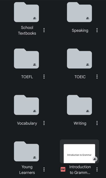 BharukaShraddha's tweet photo. Google Drive PDFs + free and complete English learning resources, tailored to your needs:

Young Learners (Kindergarten–Elementary School)
School Textbooks (Middle School–High School)
College Admission (UTBK and others)
TOEFL, IELTS, TOEIC
Writing, Speaking, Grammar

Link: https://t.co/KFlCnOs5bM

Hope it's useful 😊🙏