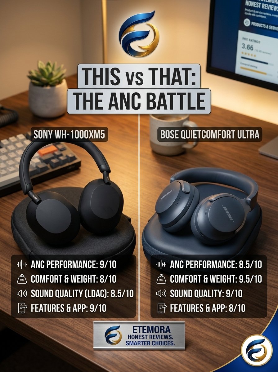 Top_9__'s tweet photo. Sony WF-1000XM5 vs AirPods Pro 2 🎧

Which one should you actually spend your hard-earned money on? 

Here is our honest 1-minute breakdown 👇

🎵 Sony WF-1000XM5:
• Better for pure audiophiles (richer bass and Hi-Res Audio support).
• Active Noise Cancellation is slightly stronger in loud environments like airplanes.
• The memory foam ear tips provide a much tighter, secure seal.

🍏 AirPods Pro 2:
• Unmatched ecosystem integration if you use an iPhone or Mac.
• Transparency mode is still absolute magic (Sony isn't quite there yet).
• The charging case is much more pocket-friendly and includes a built-in speaker for "Find My".

🎯 Etemora Verdict:
If you have an Android phone, the Sony is a no-brainer. But if you are deep in the Apple ecosystem, the sheer convenience and seamless switching of the AirPods Pro 2 far outweigh the slight audio edge of the Sony.

🏆 Winner: Tie (It completely depends on your smartphone!)

#SonyXM5 #AirPodsPro2 #TechReview #HonestReviews #Earbuds