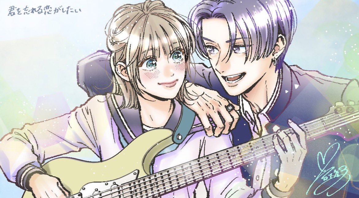 hotakuos's tweet photo. Yuki Haru (My First Love, With You Again) and Keiko Iwashita (Choking on Love) both drawing each other’s characters https://t.co/z1iTuHSa3G