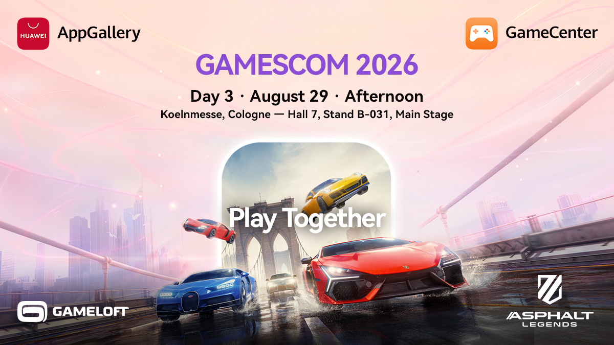 AppGallery's tweet photo. Asphalt Legends by Gameloft is racing into Gamescom 2026 🏎️🔥

📍 Koelnmesse, Cologne, Hall 7, Stand B-031 · Main Stage
📅 Aug 29 afternoon

Ready to race? @asphalt  
Let's #PlayTogether https://t.co/xq0PhuOjA2