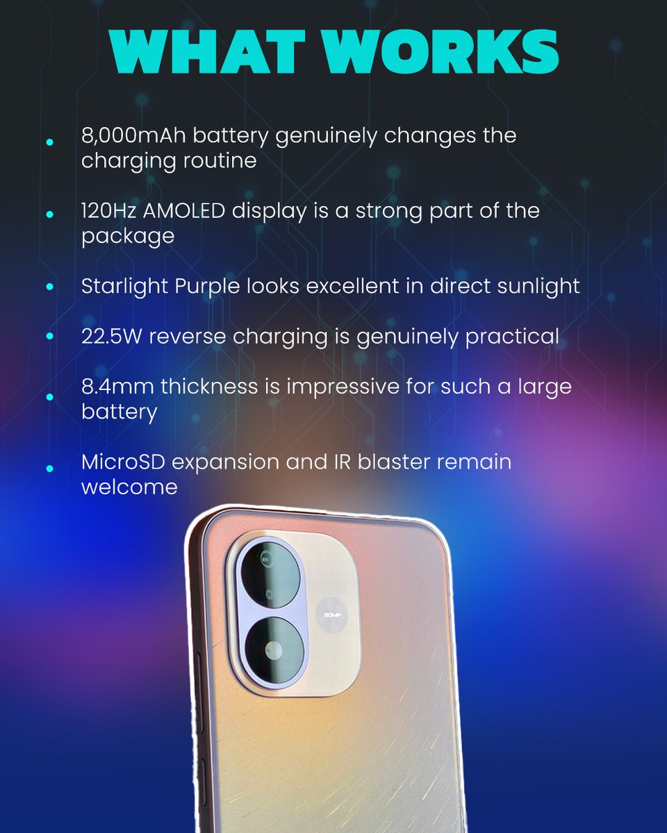 abplive's tweet photo. Redmi Note 17 combines a striking Starlight Purple design with an 8,000mAh battery, AMOLED display and practical features, making it a compelling mid-range smartphone.
Tap here to know more๐
https://t.co/YyPw2QsYSr
@shayak_m | #PhoneReview #TechReview #GadgetsReview #RedmiNote17 #RedmiNote #ABPLIVE