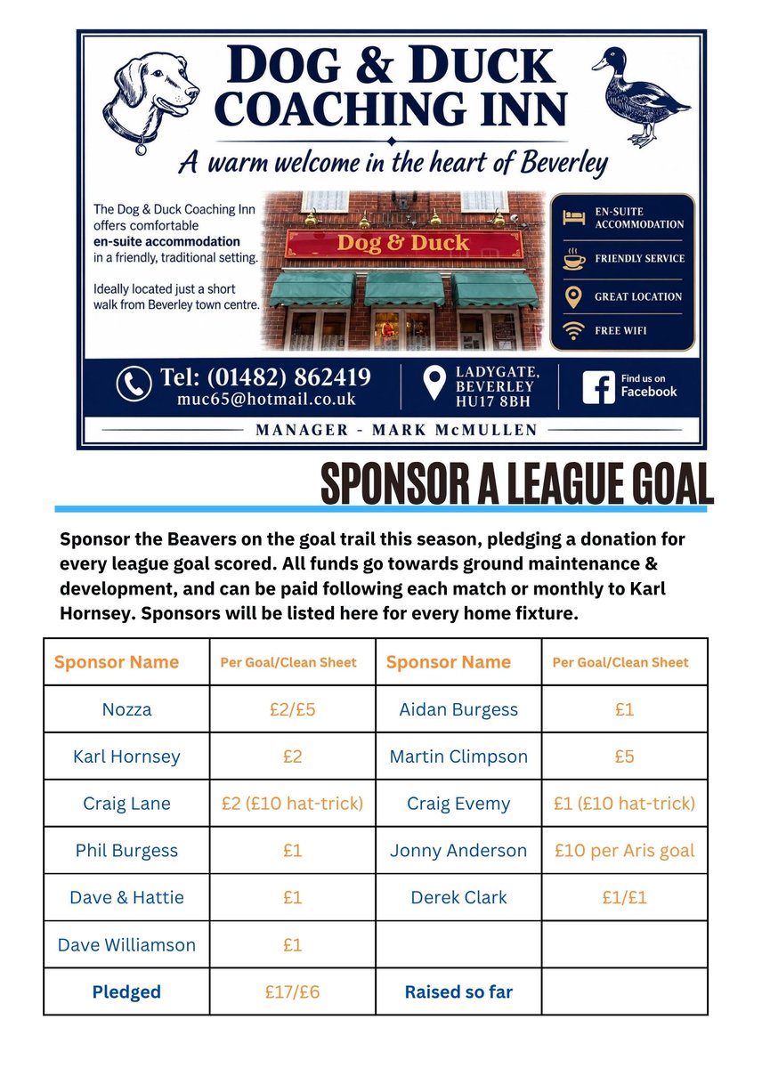 BeverleyTownSA's tweet photo. The time for the Beavers to make our NPL bow is nigh. We welcome @Liversedge_FC on Tuesday for our league opener and there's still time to Sponsor a League Goal. Details below of this great way to raise funds to improve the ground. Huge thanks to those already on board @bevtownfc https://t.co/LYyxExSNga