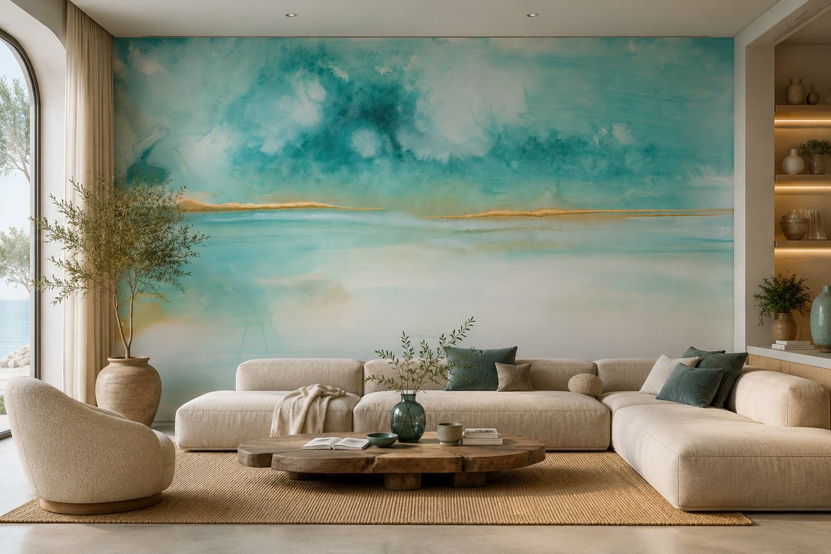 NKCwallpapers's tweet photo. Some walls don’t need art. They become the art. 🌊

Calm, light, and just enough gold to make it feel special.
Would you have this in your home?
#WallpaperDesign #InteriorDesign #CoastalInterior #WallMural #HomeDecor
Wallpaper here ↓ 🌊✨ https://t.co/zsByPb0KIs