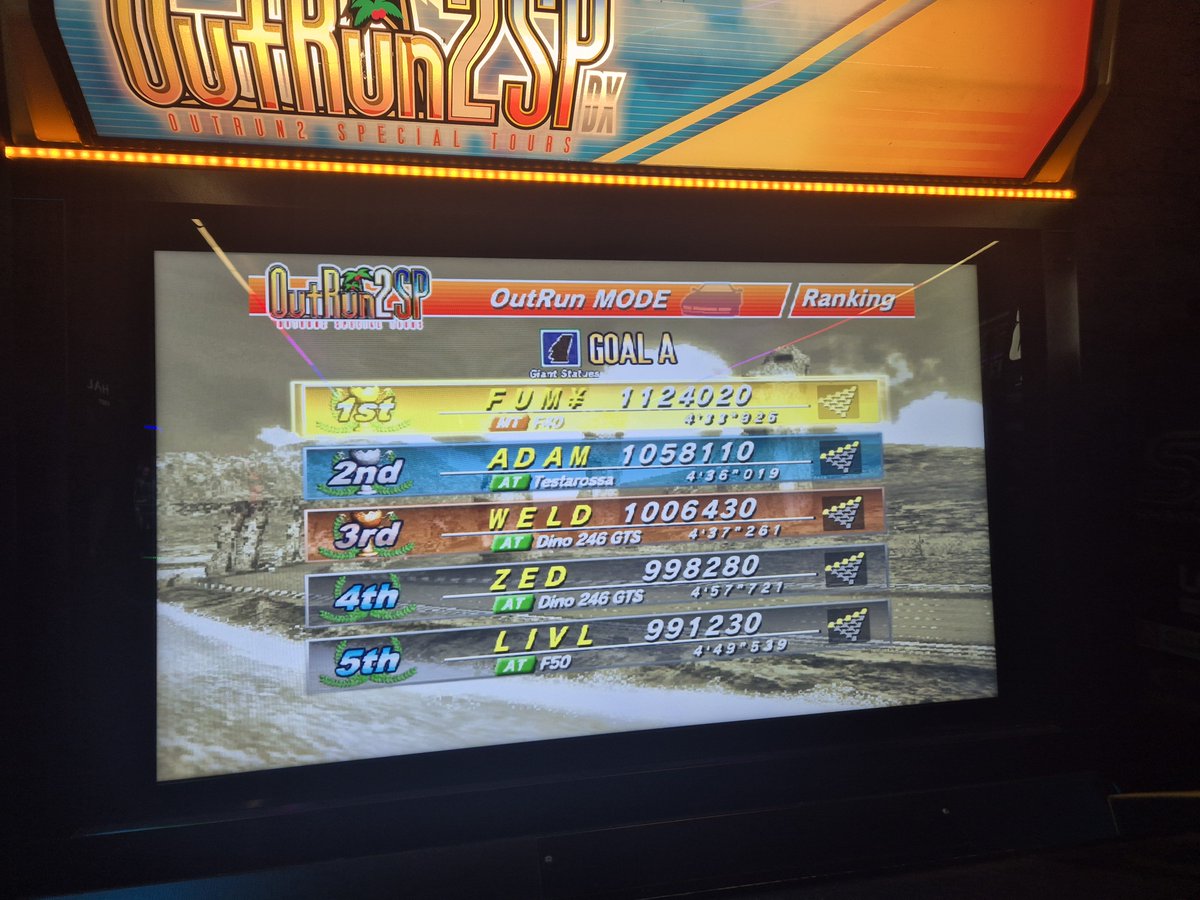 MrTomFum's tweet photo. Went to @TimelessGC and first thing i did was put some scores down for the day. Lovely stuff. #outrun2sp #sega https://t.co/NzRLva0EdE