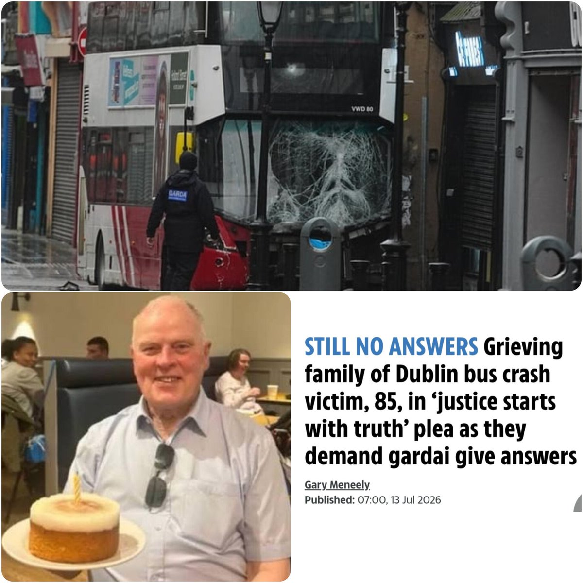 Mick_O_Keeffe's tweet photo. It has now been over 6 months since Irish-man Frank Daly was killed in Dublin and there has been no update from gardaí. No arrest, no charges and Frank's family are left in the dark. 

I refuse to accept this, because we all know what's going on here. 

An African woman who shouldn't have been in Ireland, nevermind driving a bus, killed an Irishman and the state is terrified it will hand a win to those who want Ireland to remain Irish. So they drag it out for as long as possible in the hope that public anger will die down. 

Unfortunately, they are right, nobody talks about Frank anymore. 

How many people outside Ireland are aware that an African woman drove a bus into a load of pedestrians in Dublin 6 months ago and killed an Irishman? 

I would guess very few. 

There has even been suggestions the African woman has fled the country and returned to her homeland.

Initial reports suggested the driver had a medical episode resulting in loss of control, however that was ruled out very quickly. 

Standards are collapsing across Ireland in a bid to accommodate those who are not qualified or capable, simply because they have different colour skin. What are we doing folks, this is madness!

Frank Daly deserves justice, his family deserve justice, and they need a voice.

Do not forget about Frank.