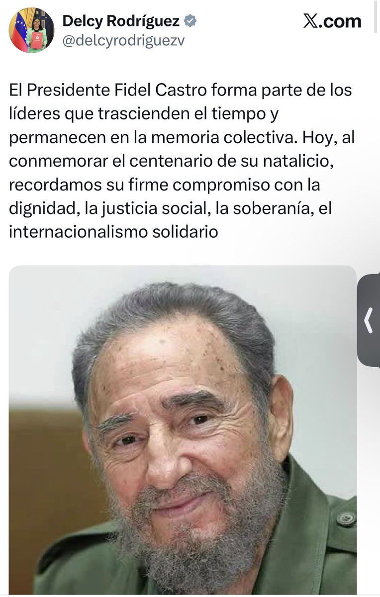 melania0880's tweet photo. Qué curioso que Delcy Rodríguez y Marco Rubio hayan decidido hablar de Fidel Castro. 😂

Delcy lo pone como ejemplo de dignidad, justicia social y soberanía. @delcyrodriguezv 

@marcorubio recuerda que fue un fracaso que destruyó y empobreció a Cuba.

Qué antagónicos, ¿no?

Y más curioso todavía que Venezuela esté hoy bajo la tutela de quien piensa exactamente lo contrario que la persona que Delcy acaba de homenajear.

La política tiene unas ironías… 🤡